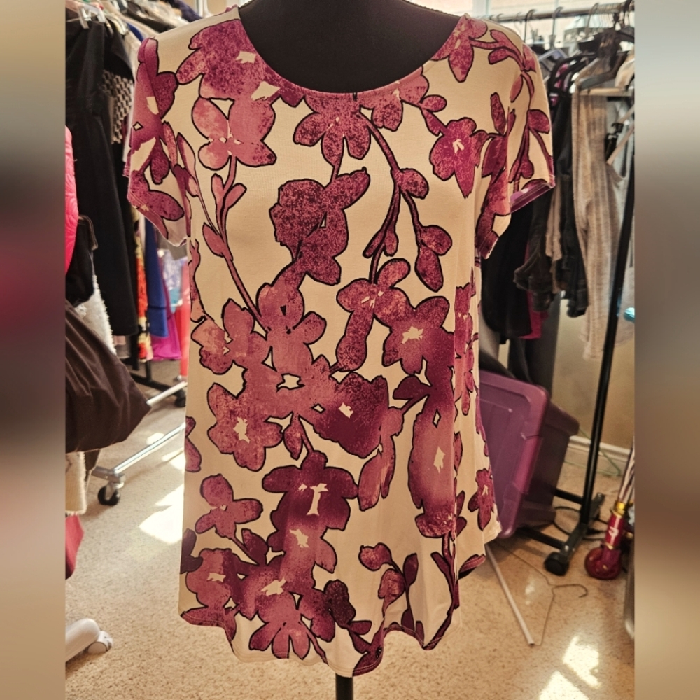 Alfani Floral Pink And Purple Women's Top Size Medium